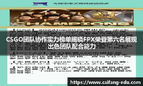 CSGO团队协作实力榜单揭晓FPX荣登第六名展现出色团队配合能力